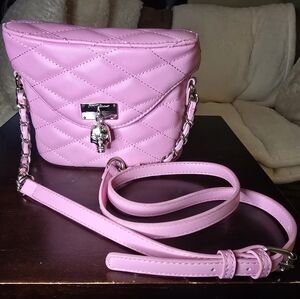 Quilted Pink Crossbody Bag with Chain Strap